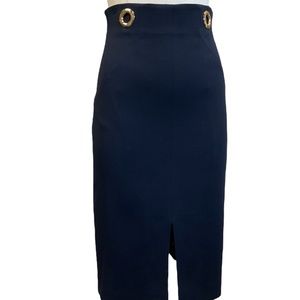 Navy Escada High-Waisted Pencil Skirt